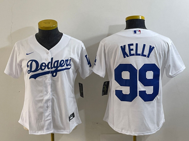 Women's Los Angeles Dodgers #99 Joe Kelly White Stitched Jersey(Run Small) Women's Los Angeles Dodgers #99 Joe Kelly White Stitched Jersey(Run Small)